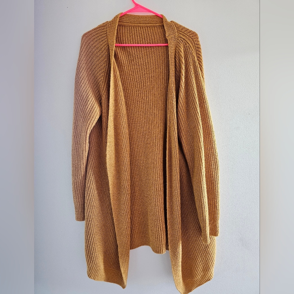 SHEIN Camel Open-Front Cardigan Sweater